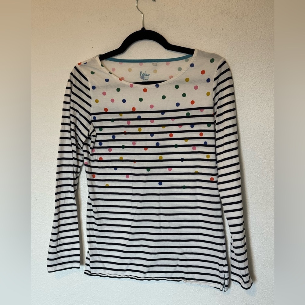 Boden women’s size 6 Multicolor Polka Dot and Stripe Top